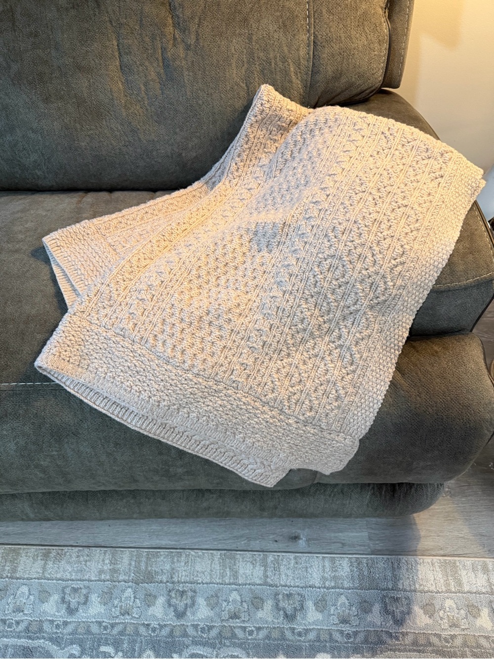 Merino Wool Throw Blanket Aran Mor- Beige